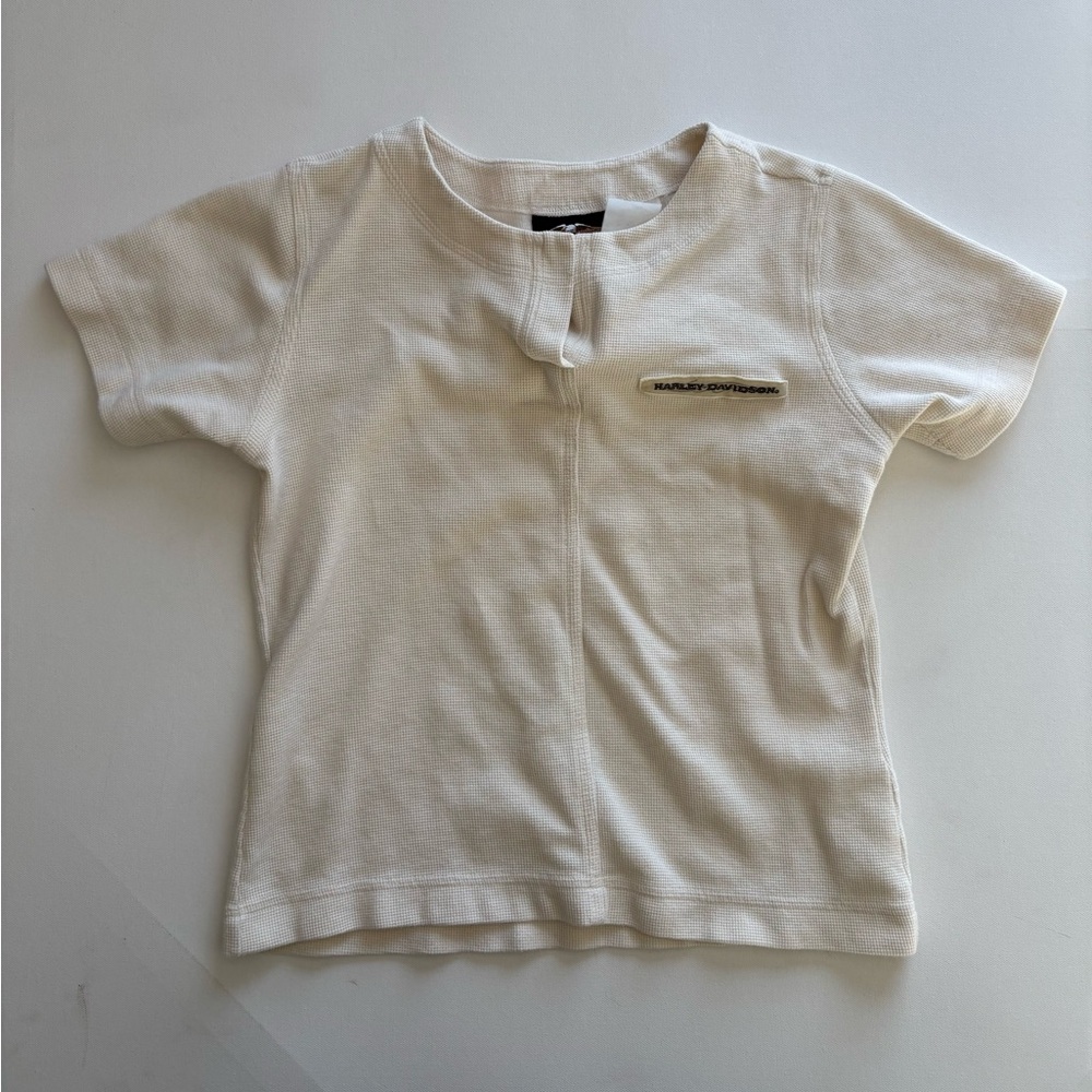 Women's Harley-Davidson Off-White Waffle Knit Short Sleeve Tee